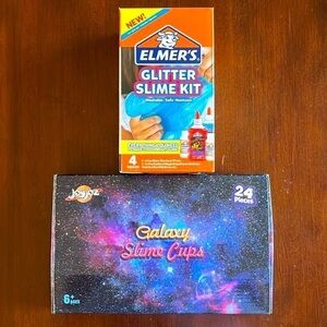 Brand New Elmer’s Glitter Slime Kit & 24-Piece Galaxy Slime Cups DIY Craft Toy